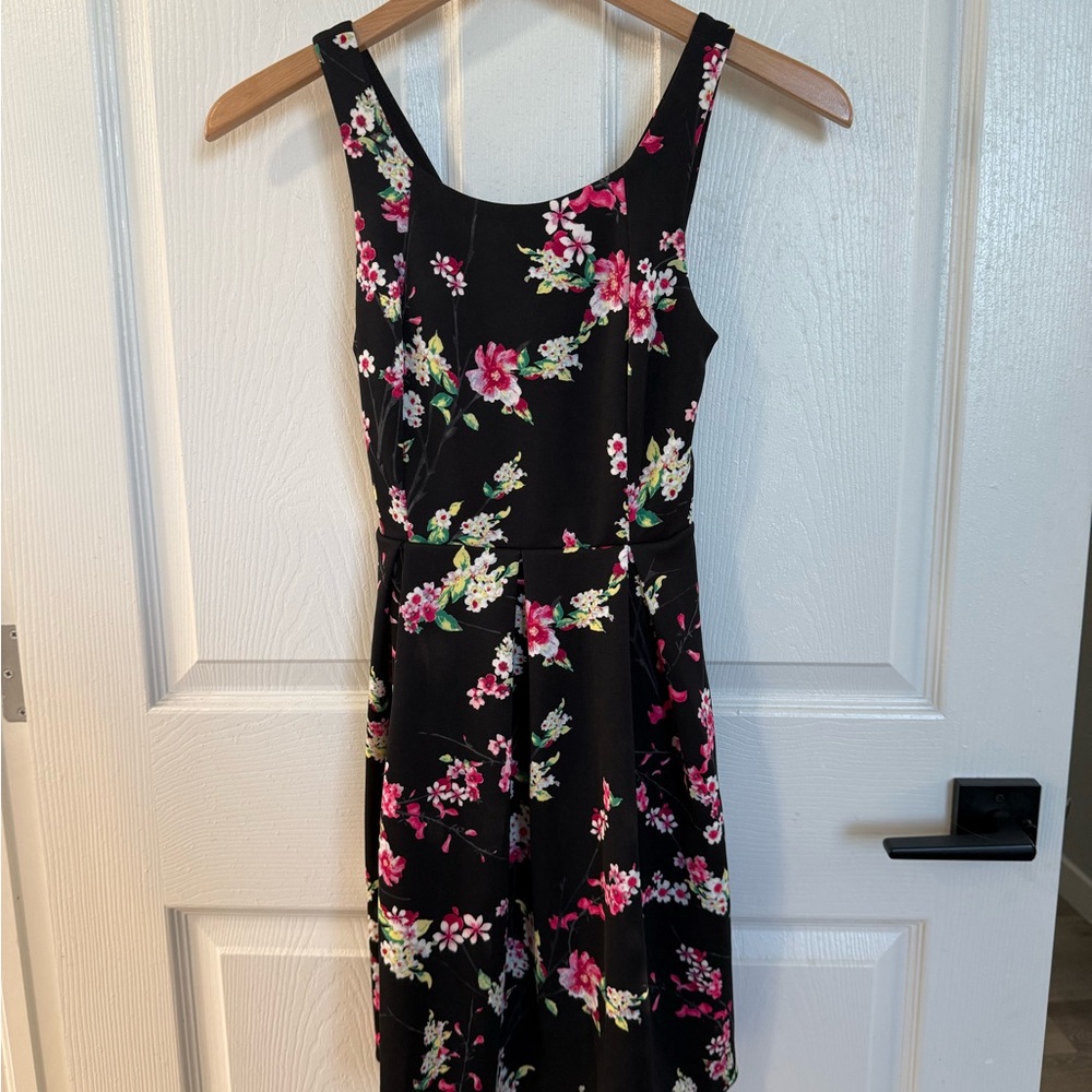 Express Black Floral Crossback Dress
